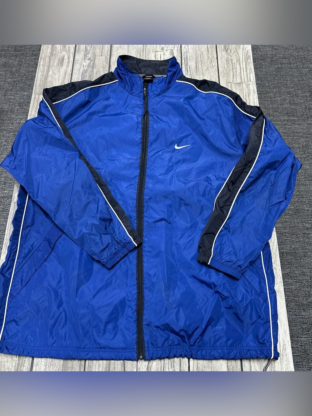 Vintage 90s Nike Windbreaker Jacket 2XL Navy Rain Winter Fall Running Workout